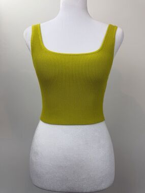 Babaton Ribbed Square Neck Tank Crop Top Size S